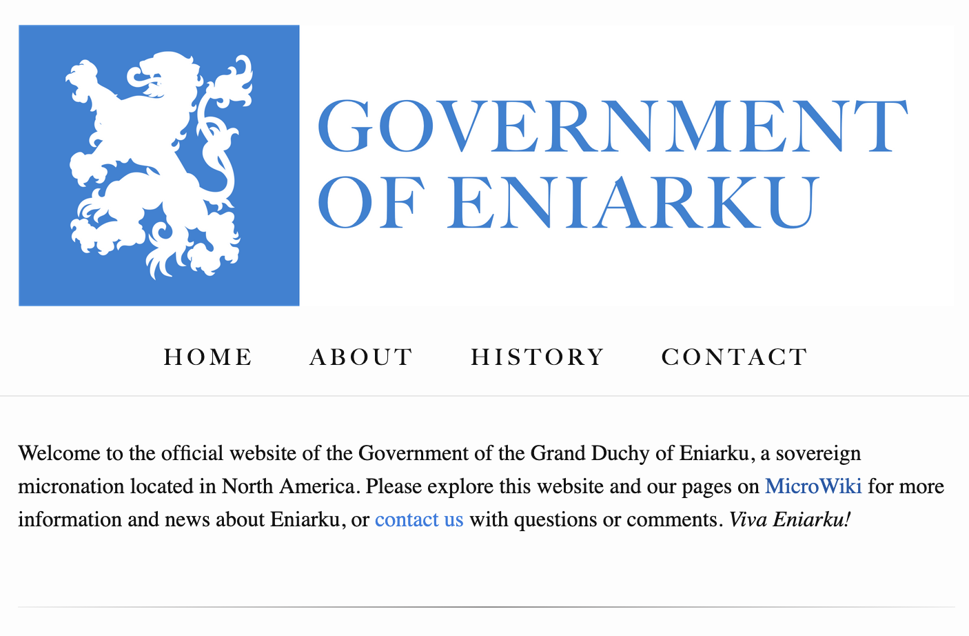 Old website homepage